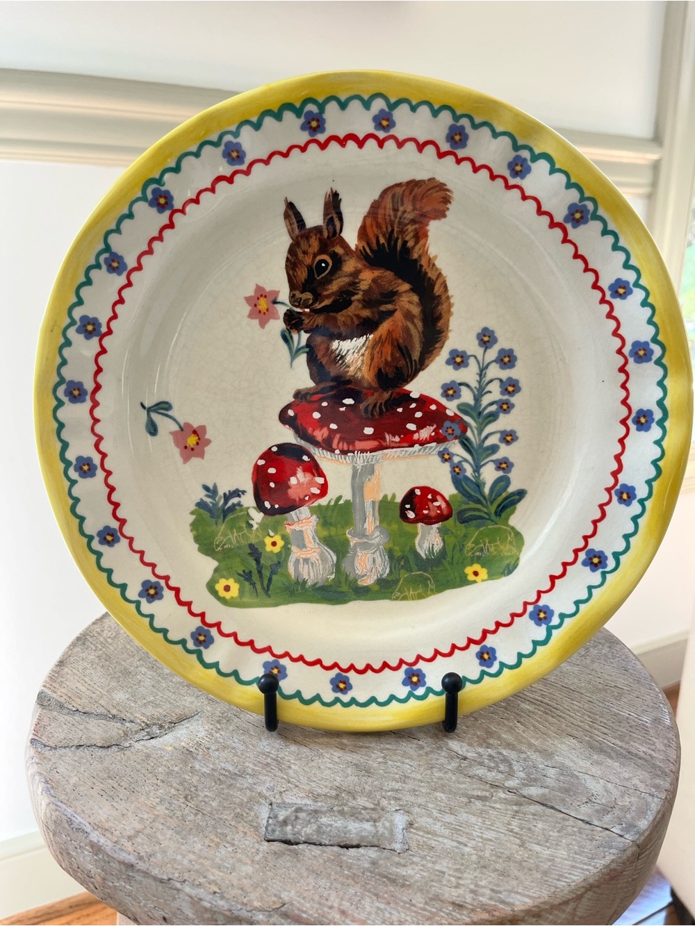 Nathalie Lete Anthropologie Squirrel Mushroom Plate 10”